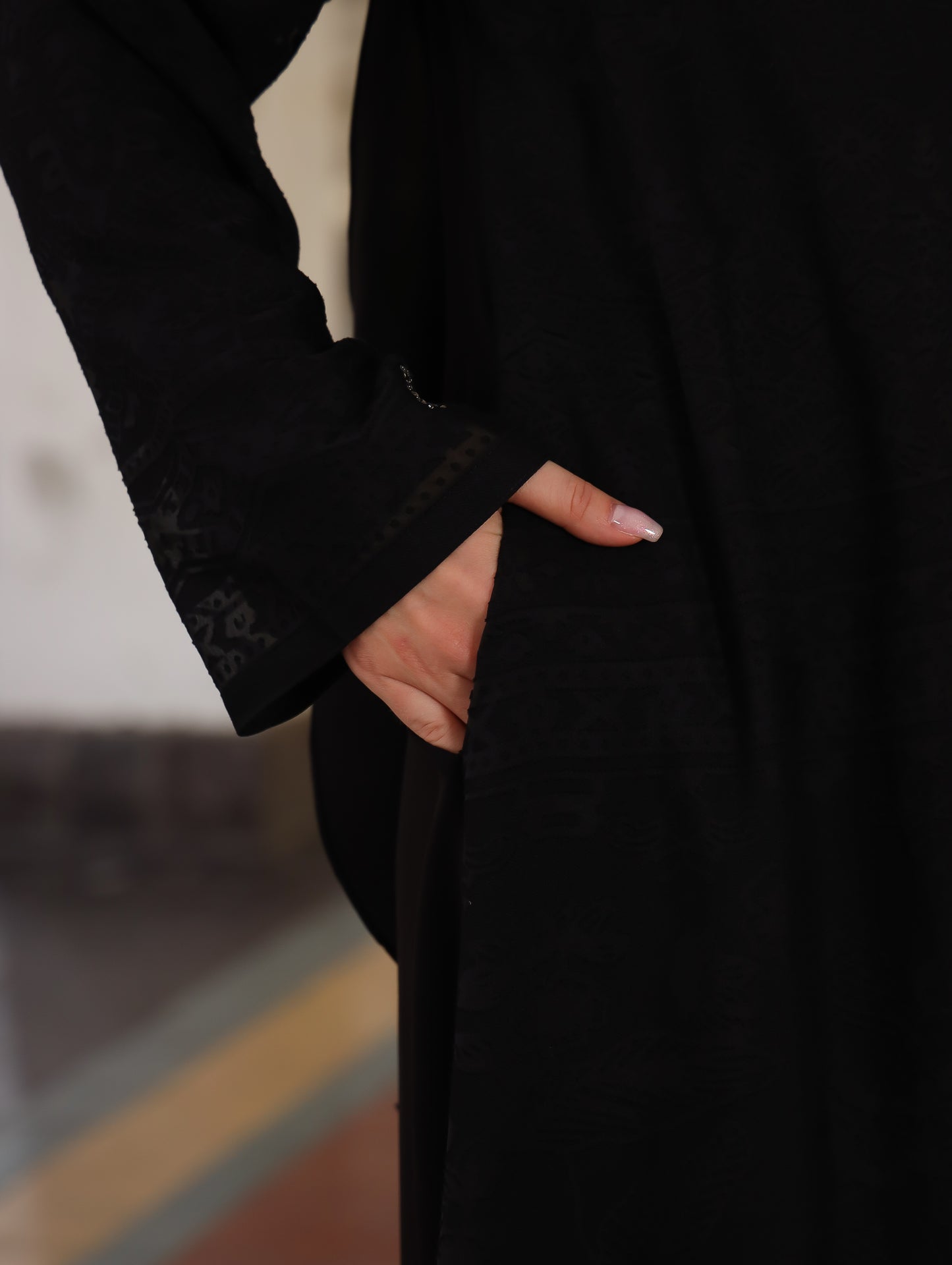 Badr Abaya - Black Embossed