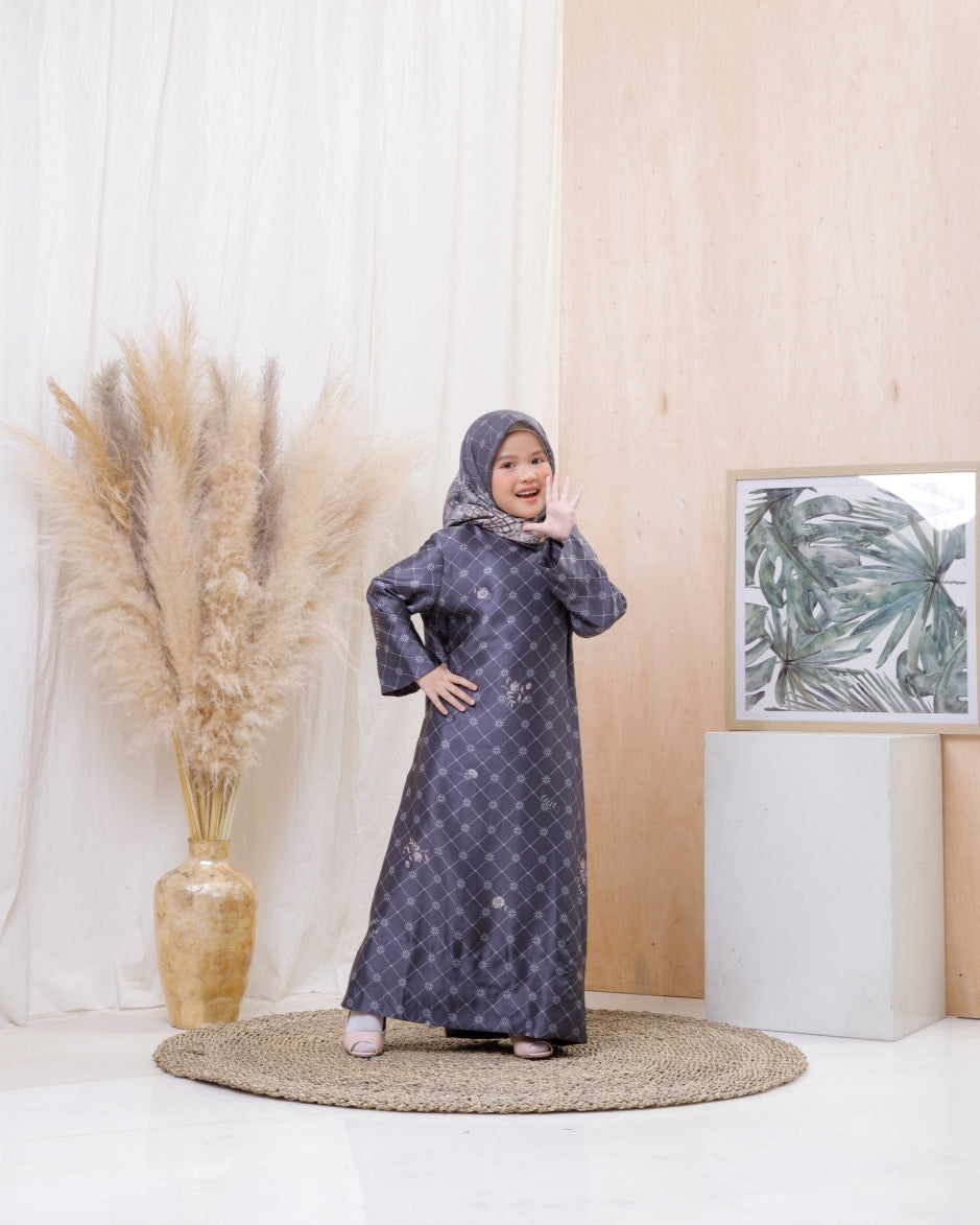 Suji Mono Girls Dress - Navy