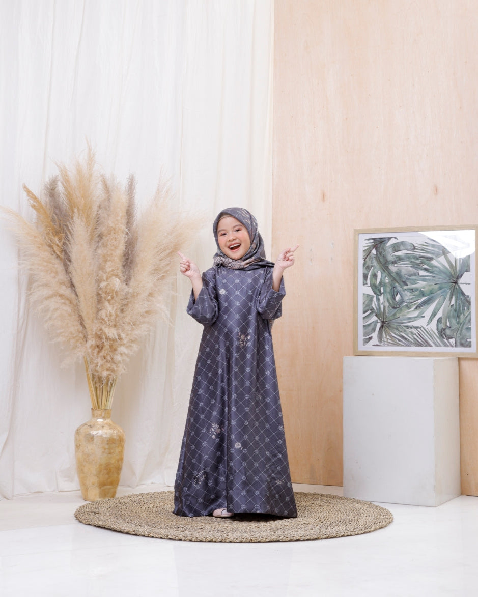 Suji Mono Girls Dress - Navy