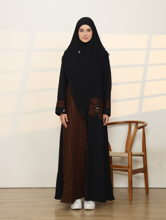 Cordoba Abaya - Black Leather Brown