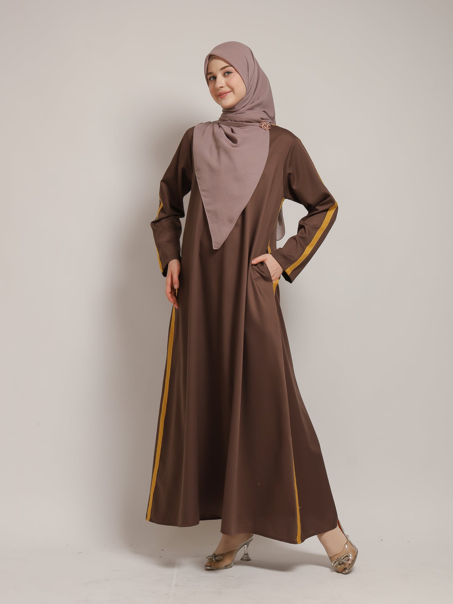 Basic Stripes Dress - Brown