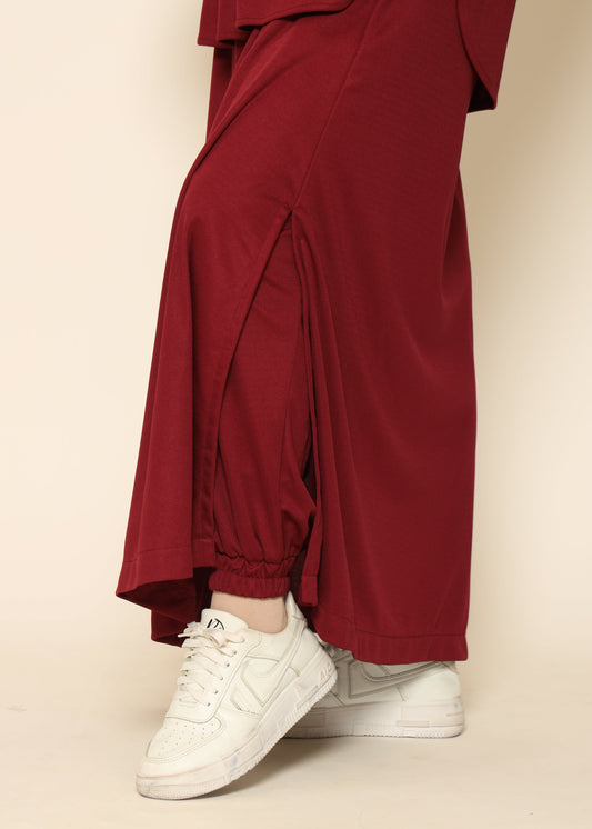 Bow Pants Skirt - Maroon