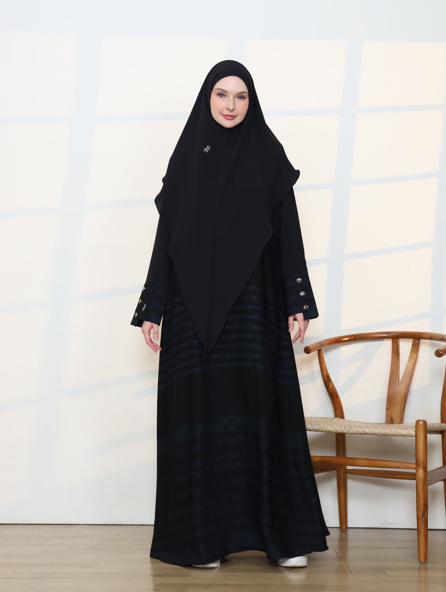 Sevilla Abaya - Black Peacock Blue