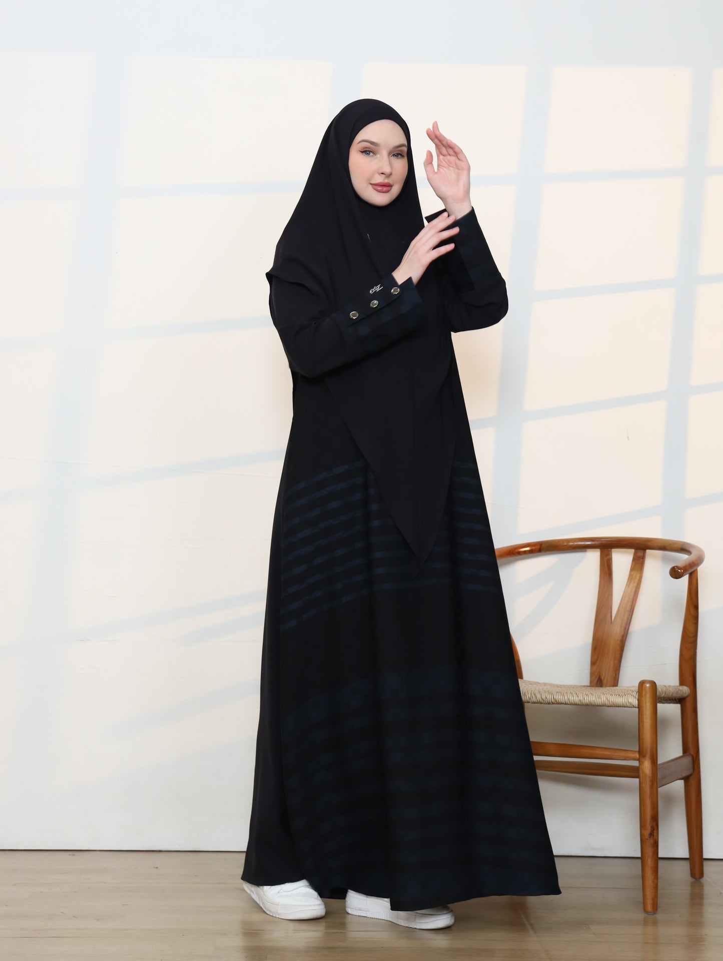 Sevilla Abaya - Black Peacock Blue