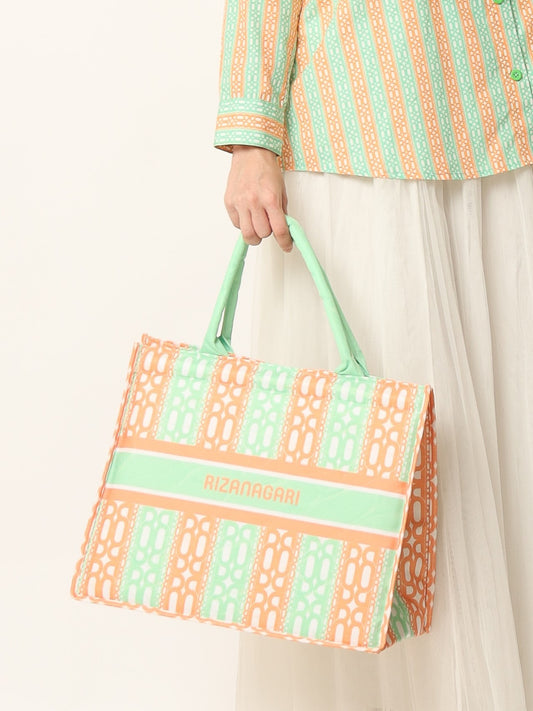 Stripes Tote Bag - Orange Pistachio