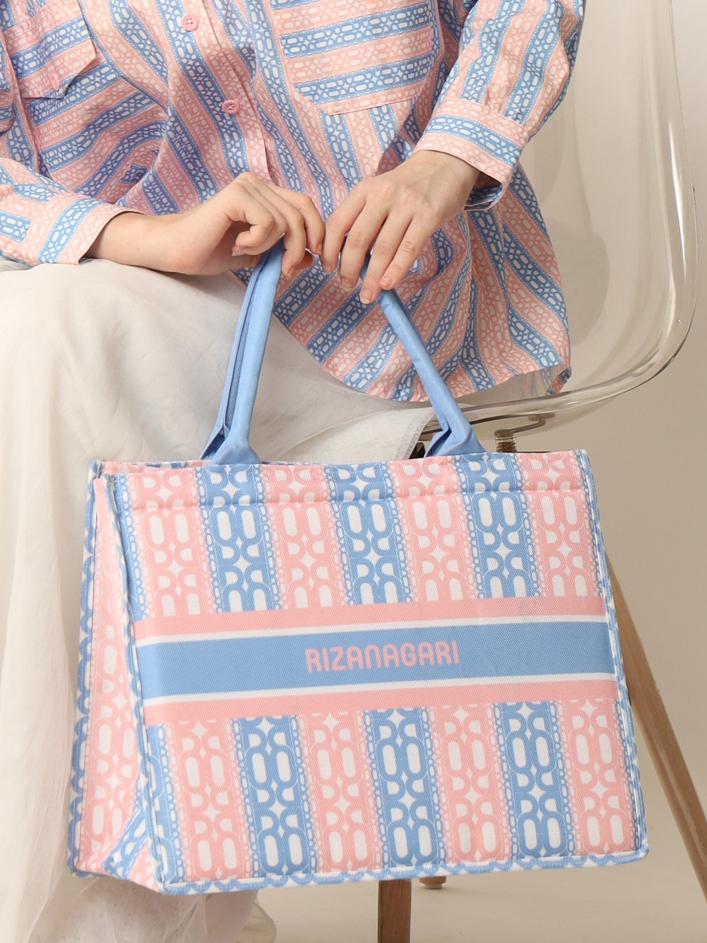 Stripes Tote Bag - Rose Serenity