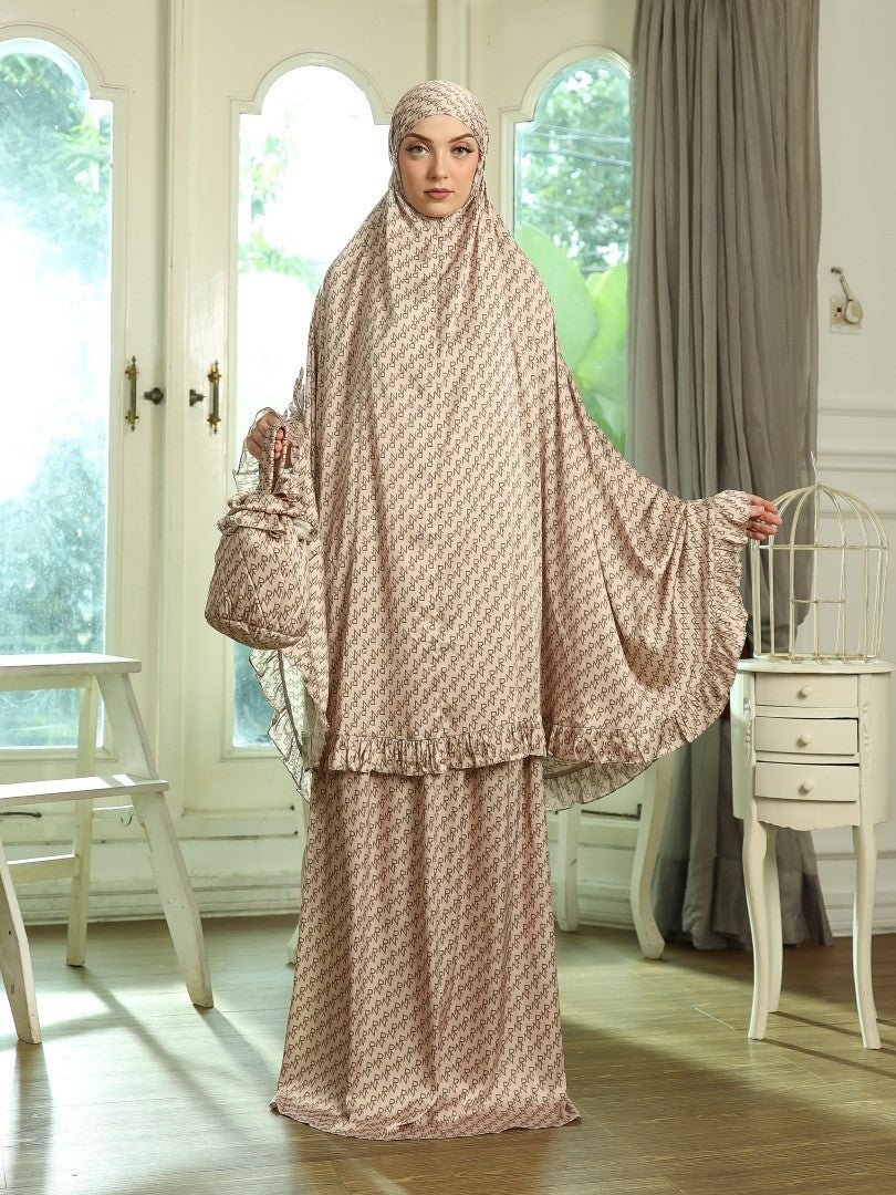 2 in 1 Prayer Robe Insignia - Beige