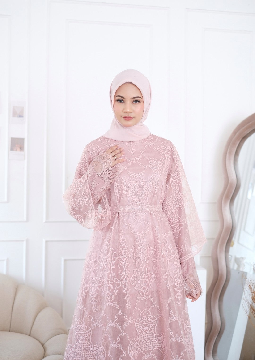 Balqis Dress - Pink Peach