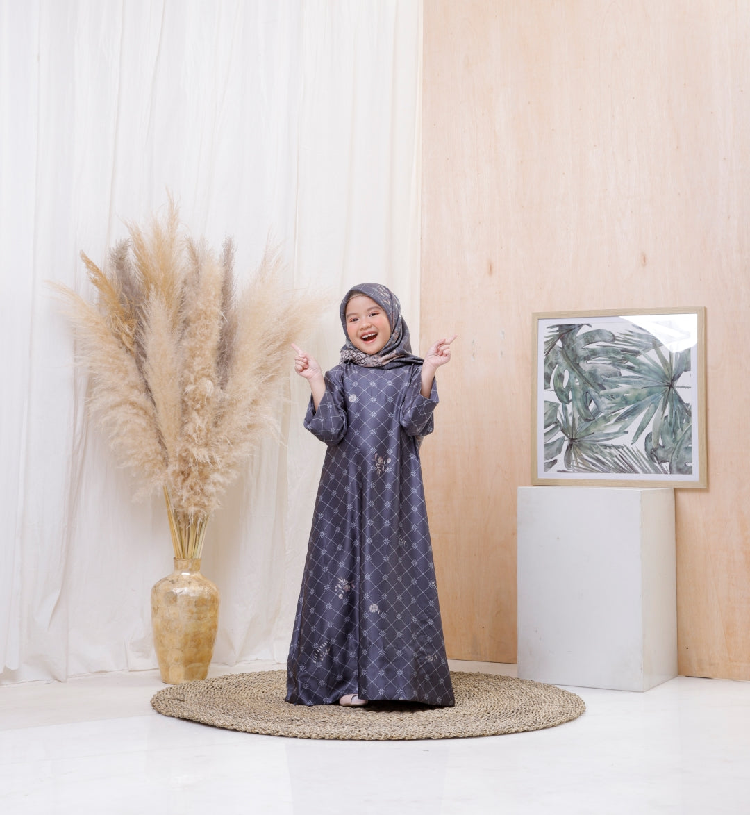 Suji Mono Girls Dress - Navy