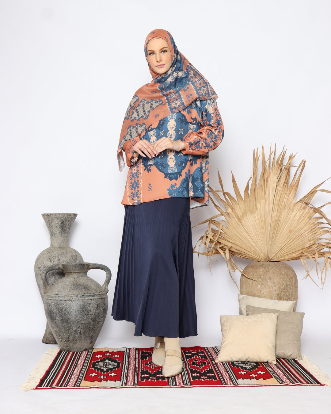 Turkish Blouse - Blue Coral